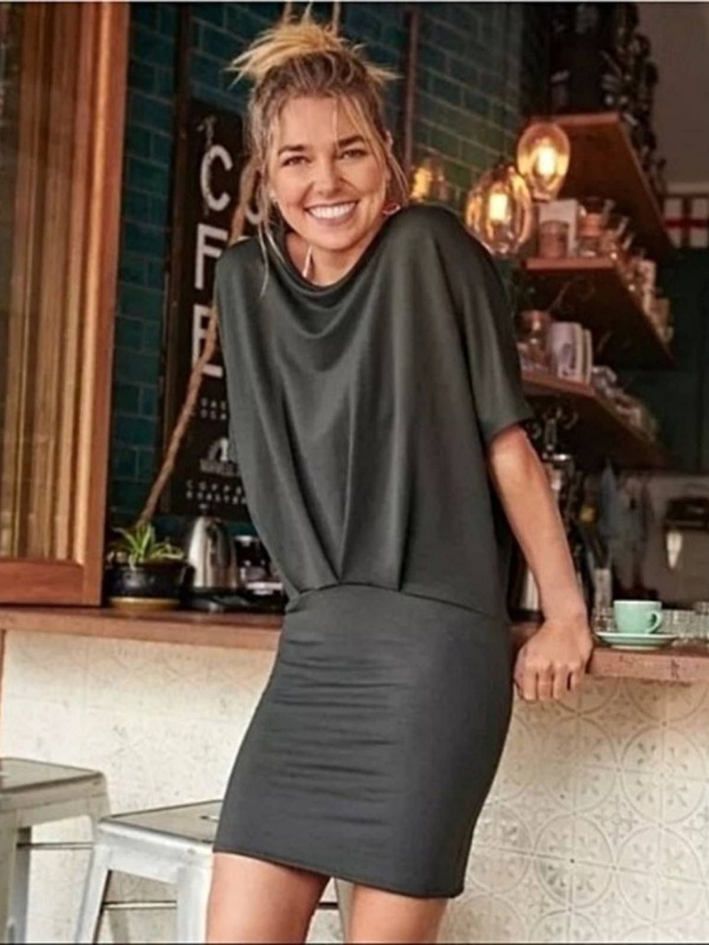 Athleta Pronto Pleated Dress Black Olive in Size XS